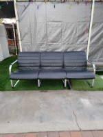 Contemporary Modern Leather and Chrome Sofa