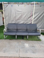 Contemporary Modern Leather and Chrome Sofa