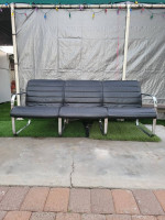 Contemporary Modern Leather and Chrome Sofa