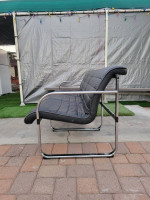 Contemporary Modern Leather and Chrome Sofa
