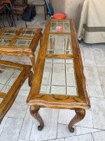 Solid, oak tables. Set of three tables, coffee table sofa table.