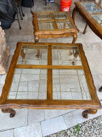 Solid, oak tables. Set of three tables, coffee table sofa table.