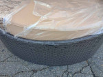 Wicker Rattan Outdoor Patio Retractable Canopy Round Sofa Daybed