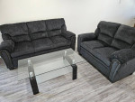 Charcoal sofa and loveseat