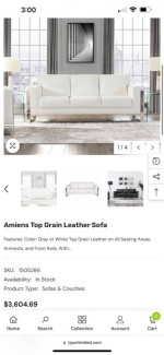 Leather Sofa! Brand New Couch! White Leather Couch! White Real Leather