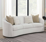 **Stunning Curved Contemporary Sofa in Light Woven Fabric!