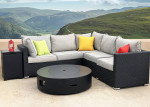 Patio, outdoor modern wicker furniture sofa set with fire pit- new