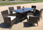 Patio, outdoor modern wicker furniture sofa set with fire pit- new