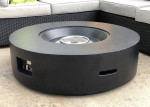 Patio, outdoor modern wicker furniture sofa set with fire pit- new