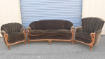 1920's French Rococo Style 3-Piece Mohair Settee Sofa & Armchair Set