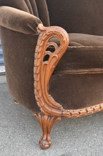 1920's French Rococo Style 3-Piece Mohair Settee Sofa & Armchair Set