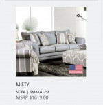 Gray Stain Resistant Sofa/love Set with pillows RETAIL $3190