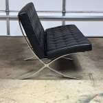 Modern Knoll-style Barcelona Loveseat/Sofa Black Leather