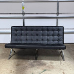Modern Knoll-style Barcelona Loveseat/Sofa Black Leather