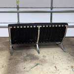 Modern Knoll-style Barcelona Loveseat/Sofa Black Leather