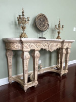 Marble Top Carved Legs Console/Foyer/Sofa Table