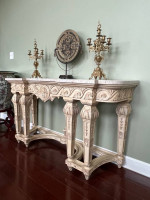 Marble Top Carved Legs Console/Foyer/Sofa Table