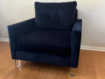 Luxury Navy Blue Cotton Velvet Accent Chair - Sofa Chair