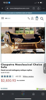 Cleopatra neoclassical chaise sofa (blue) (orig. $3250), asking $700
