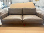 NEW 72" Deep-Seat Gray Top-Grain Leather Sofa
