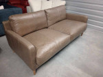 NEW 72" Deep-Seat Gray Top-Grain Leather Sofa