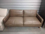 NEW 72" Deep-Seat Gray Top-Grain Leather Sofa