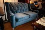 Blue velvet sofa