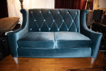 Blue velvet sofa