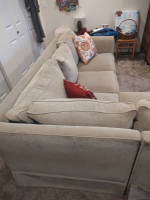 Down filled sectional sofa with connecting love seat