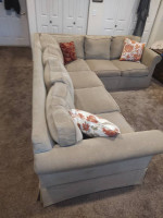 Down filled sectional sofa with connecting love seat