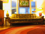 Newly upholstered Pearsall- Norwalk Gondola Sofa newly reupholstered