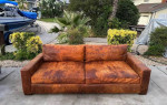 Restoration Hardware Maxwell Destroyed Leather Sectional Sofa - Delivery Availab