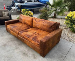 Restoration Hardware Maxwell Destroyed Leather Sectional Sofa - Delivery Availab