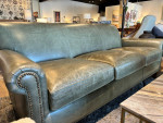 Green Leather Sofa by Hancock&Moore