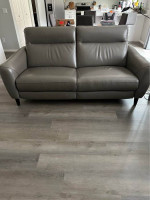 Dania gray leather electric recliner sofa