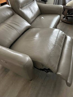 Dania gray leather electric recliner sofa