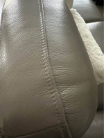 Dania gray leather electric recliner sofa