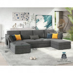 Amerlife 124 Inches Modular Sectional Sofa, Oversized Sectional Sofa w