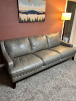 Leather sofa couch gray
