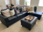 Black Leather Sofa Sectional & Ottoman