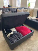 Black Leather Sofa Sectional & Ottoman