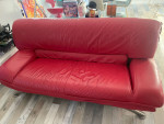 POST MODERN NICOLETTO SALOTTI ITALIAN RED LEATHER 2 SEATER SOFA