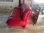POST MODERN NICOLETTO SALOTTI ITALIAN RED LEATHER 2 SEATER SOFA