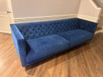 CB2 Blue Velvet Sofa