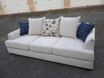 Chenille 93" Cream Living Room Sofa with Pillows