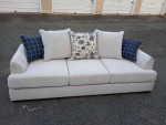 Chenille 93" Cream Living Room Sofa with Pillows