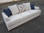 Chenille 93" Cream Living Room Sofa with Pillows
