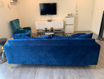 Navy Blue Velvet Sofa