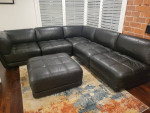Black Italian Leather Modular Sectional Sofa