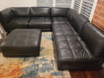 Black Italian Leather Modular Sectional Sofa